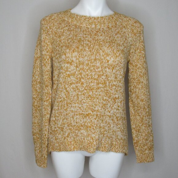 Ann Taylor LOFT Gold White Flecked Hi Low Knit Sweater Women's M Medium - Picture 5 of 8